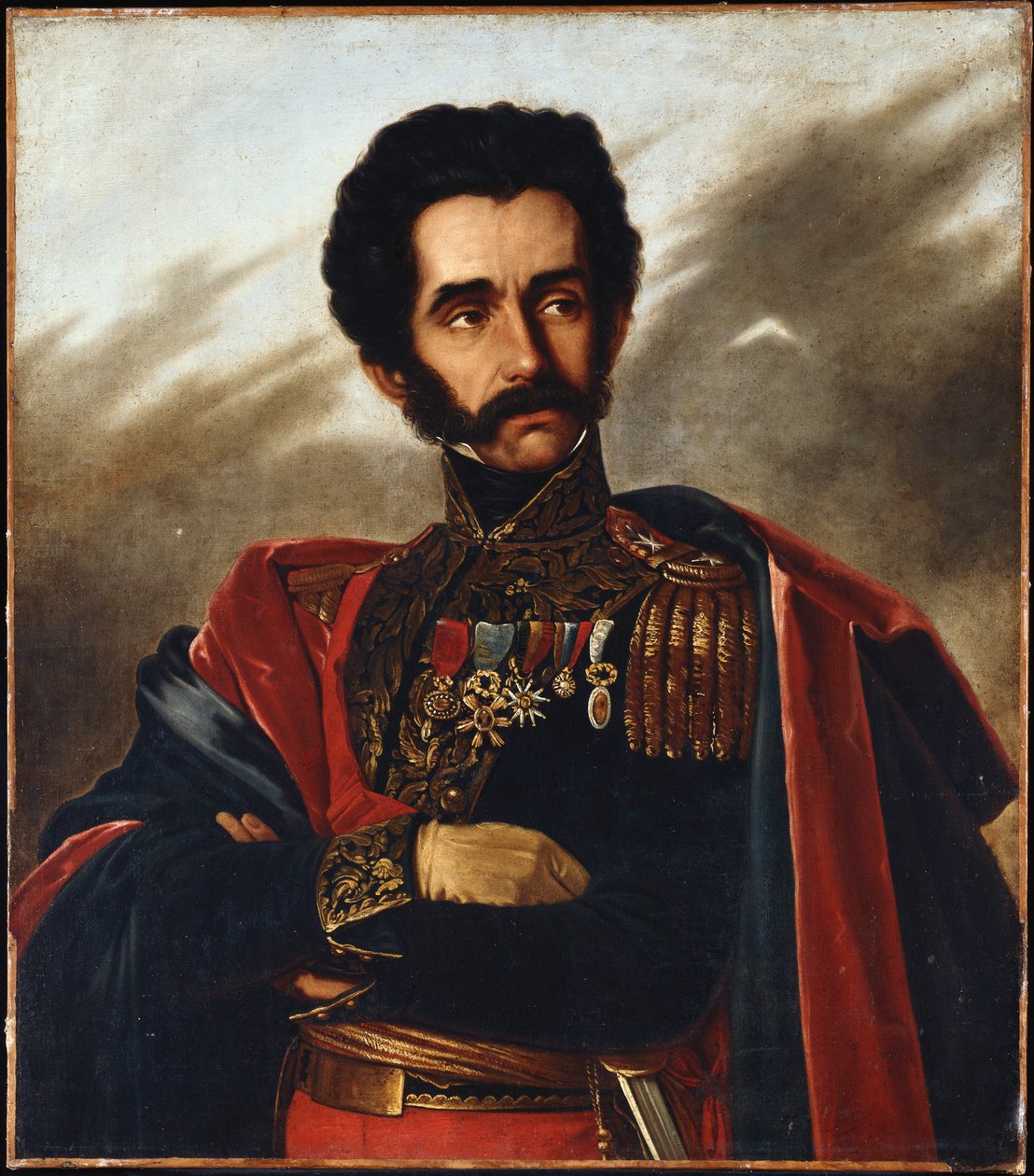 Portræt af befrieren, Simon Bolivar, halv længde, i fuld kjole uniform, ca. 1840 af South African School