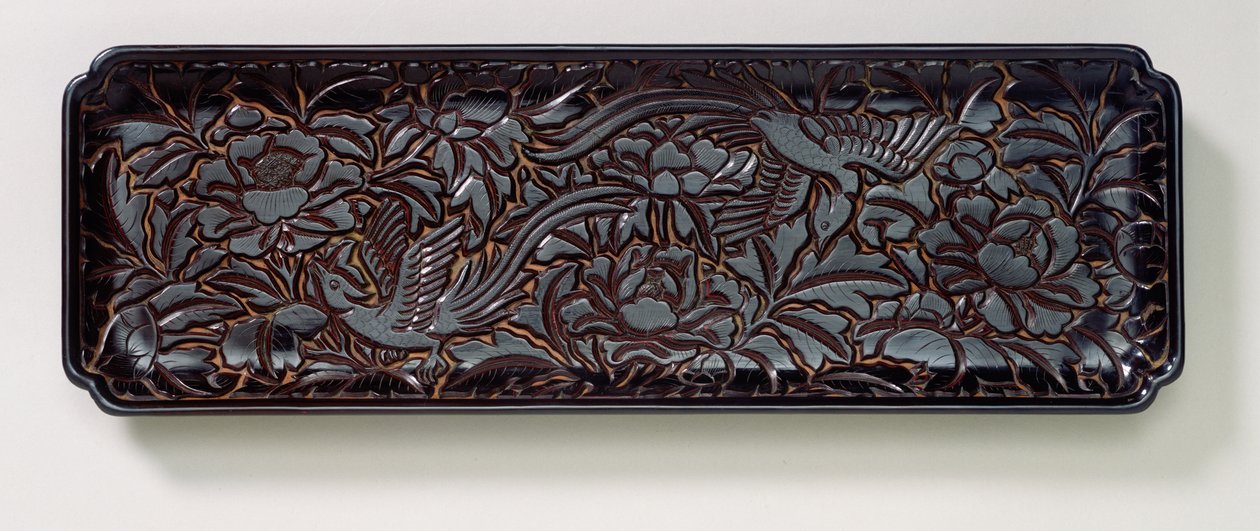 Udskåret bakke (lakeret træ) af Southern Song Dynasty Chinese School