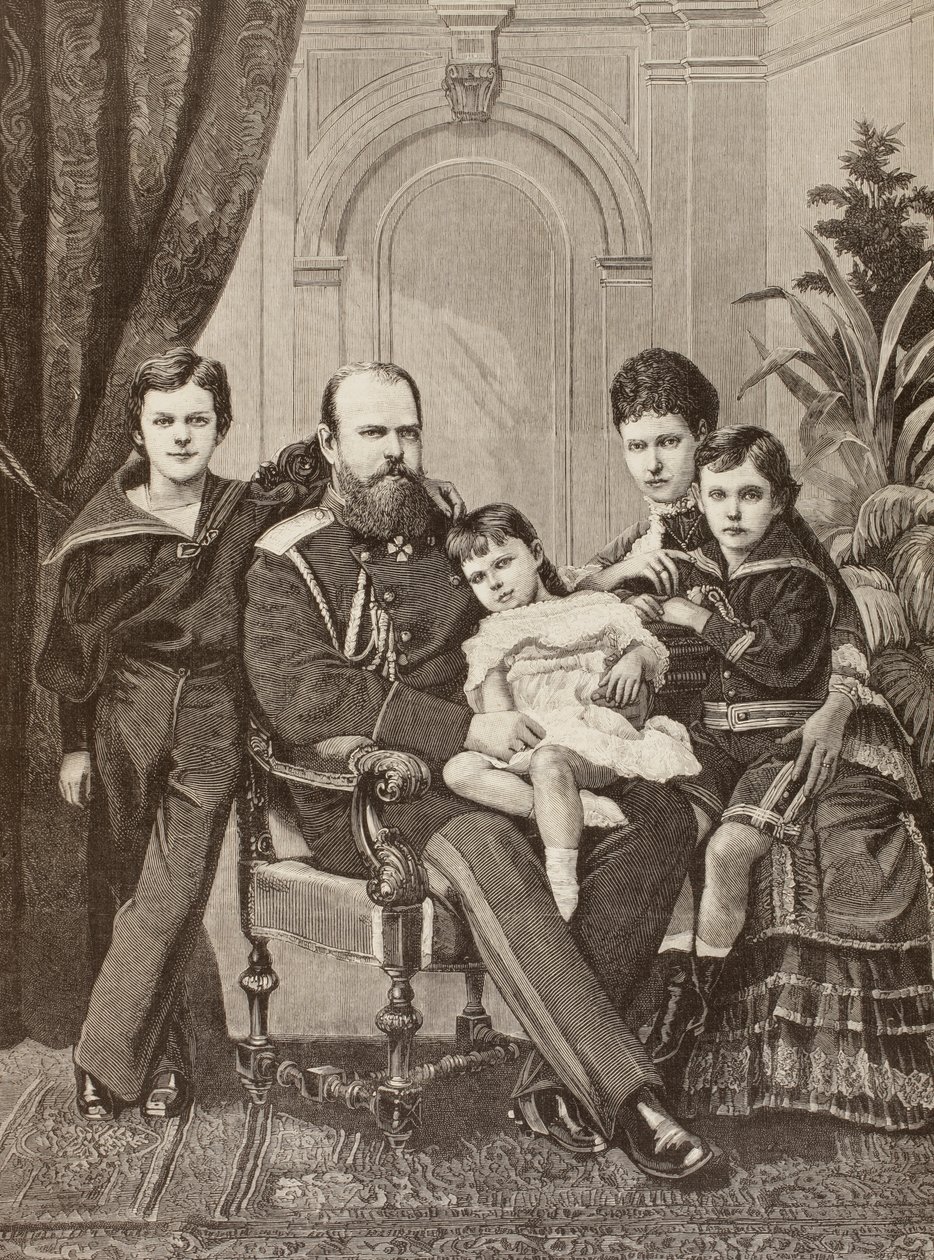 Alexander III af Rusland og hans familie, fra "La Ilustracion Espanola y Americana" fra 1881 af Spanish School