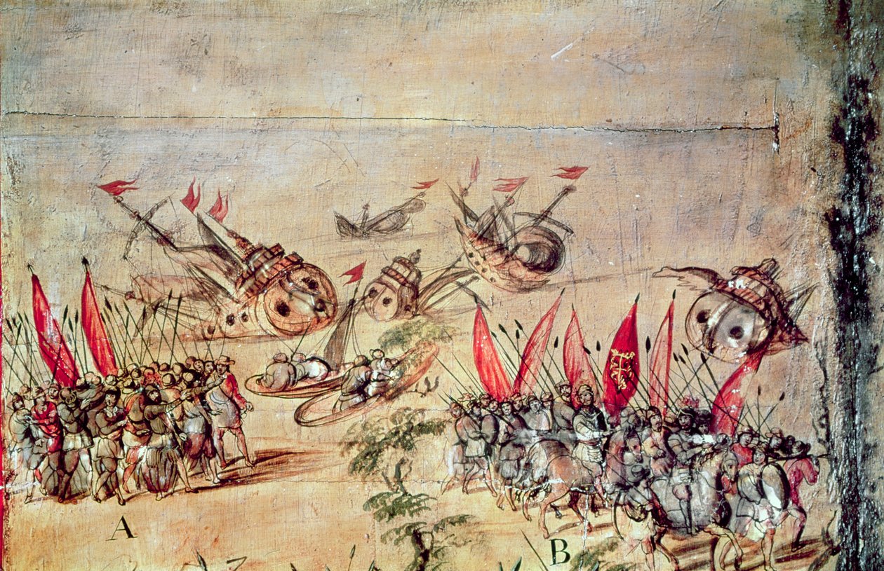 Cortes sænker sin flåde ud for Mexicos kyst, 1518 af Spanish School