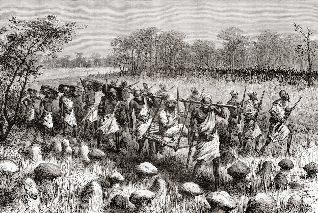 Explorer Pietro Paolo Savorgnan di Brazza forlader Kalasa, Zambia, fra 