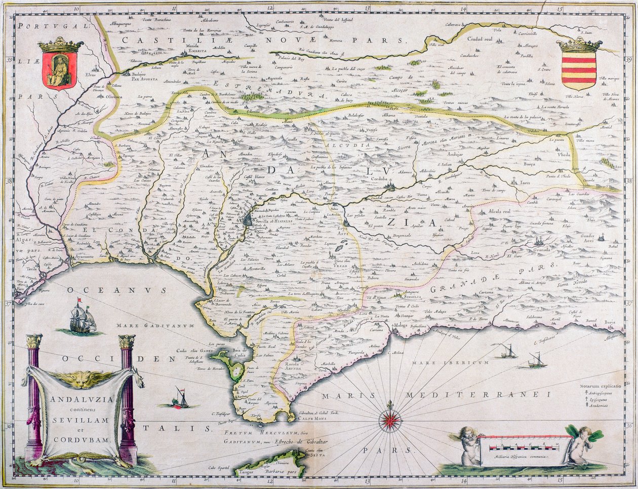 Kort over Andalusien, Spanien af Spanish School
