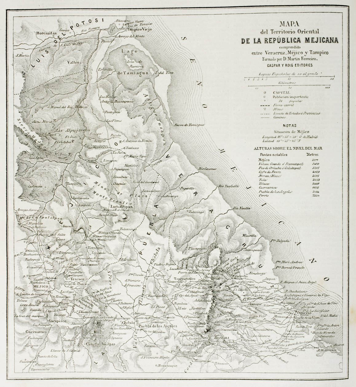 Kort over de østlige territorier i Republikken Mexico, som de var i 1862, fra 
