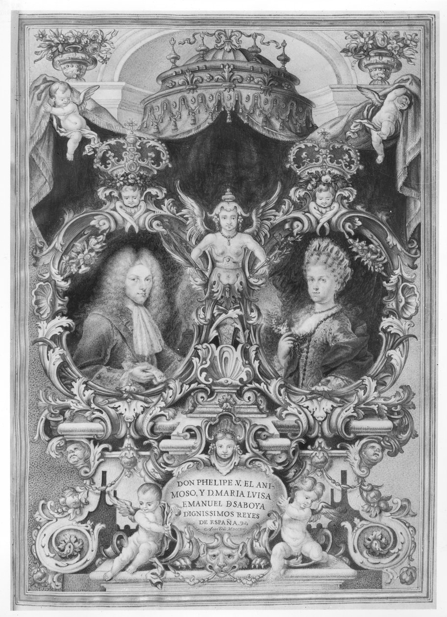 Filip V (1683-1746) konge af Spanien og Maria Luisa (1688-1714) af Savoyen, 1713 af Spanish School