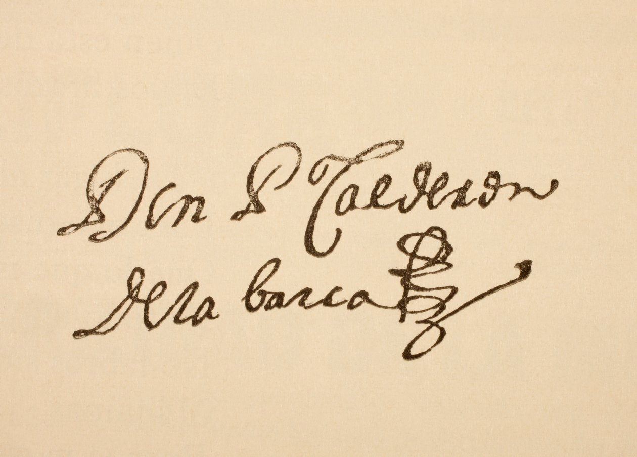 Underskrift af den spanske dramatiker Pedro Calderon de la Barca, fra 