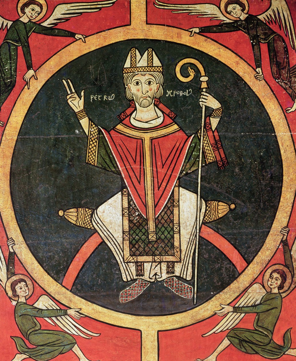 St. Peter, sidepanel fra alteret i San Pere-kirken, Oros (tempera på panel) af Spanish School