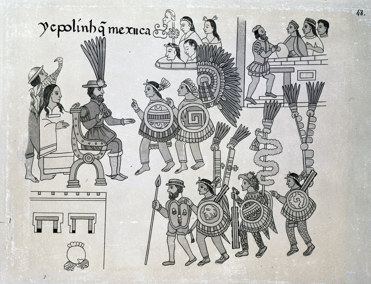 Den sidste aztekiske kejser Cuauhtemoc overgiver sig, tallerken fra 