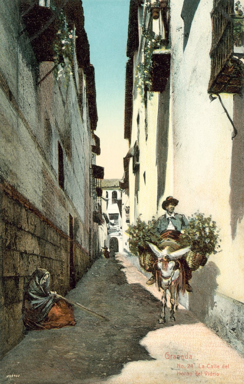 Granada, La Calle Del Horno Del Vidrio, Spanien (farvefoto) af Spanish Photographer