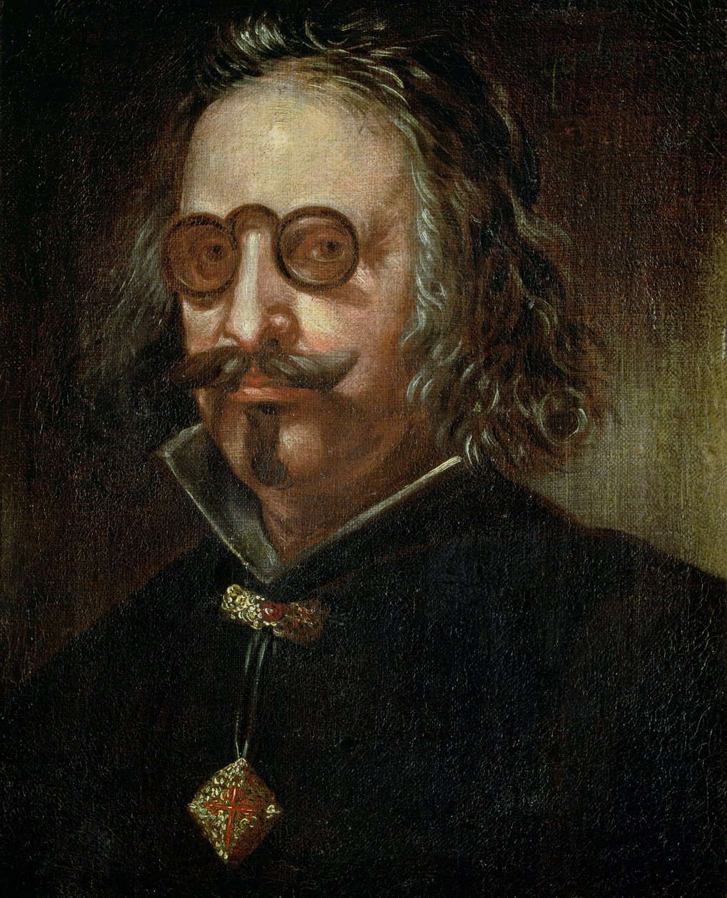 131-0795082 Portræt af Francisco de Quevedo y Villegas (1580-1645) (olie på lærred) af Spanish School