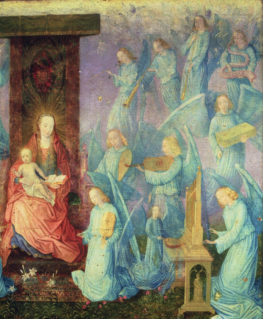 A Concert of Angels (olie på panel) (detaljer) af Spanish School