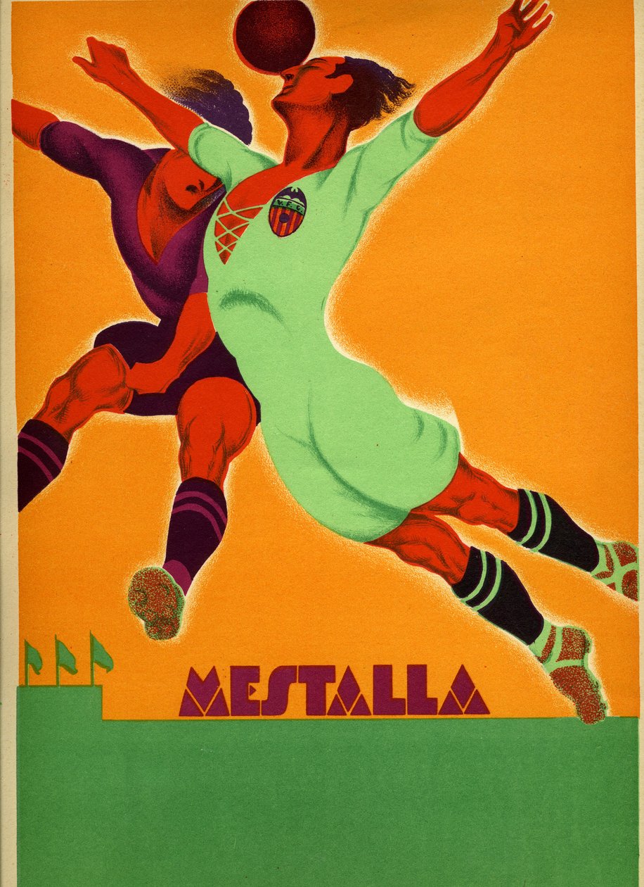 Annonce for en kamp mellem Valencia og et engelsk hold på Mestalla Stadion den 15. april 1929 af Spanish School