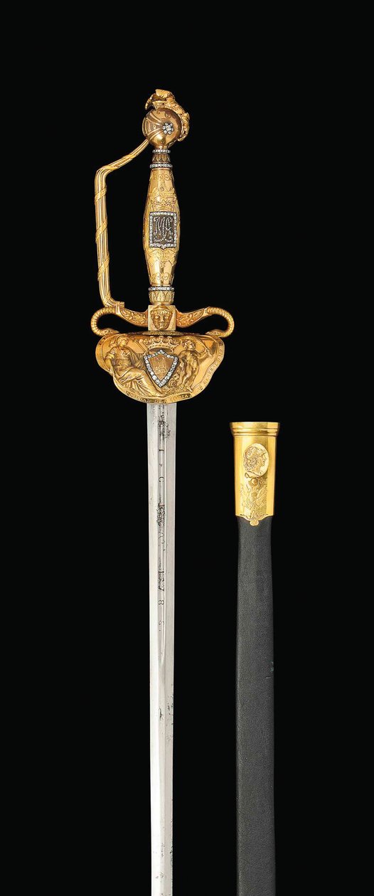 Et vigtigt diamant-sæt guld-hilted sværd, ca. 1814-15 (stål, guld og diamanter) af Spanish School