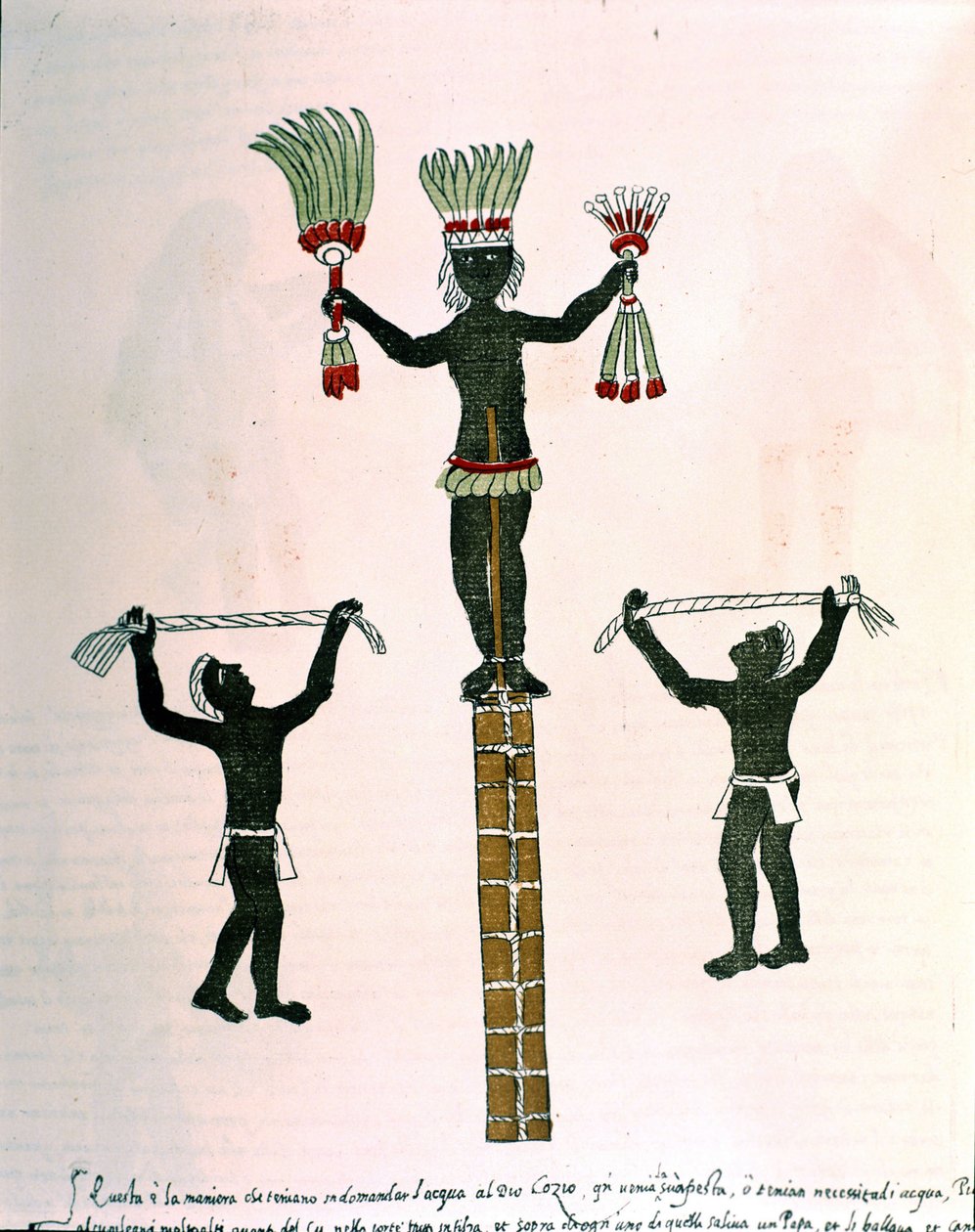 Aztec Games i Codex Vaticanus 3738 (Codex Vat. Rios.). Faksimile af manuskriptet af dominikaneren Pedro de los Rios, mellem 1570 og 1589, Bibl. Vatikanet. af Spanish School