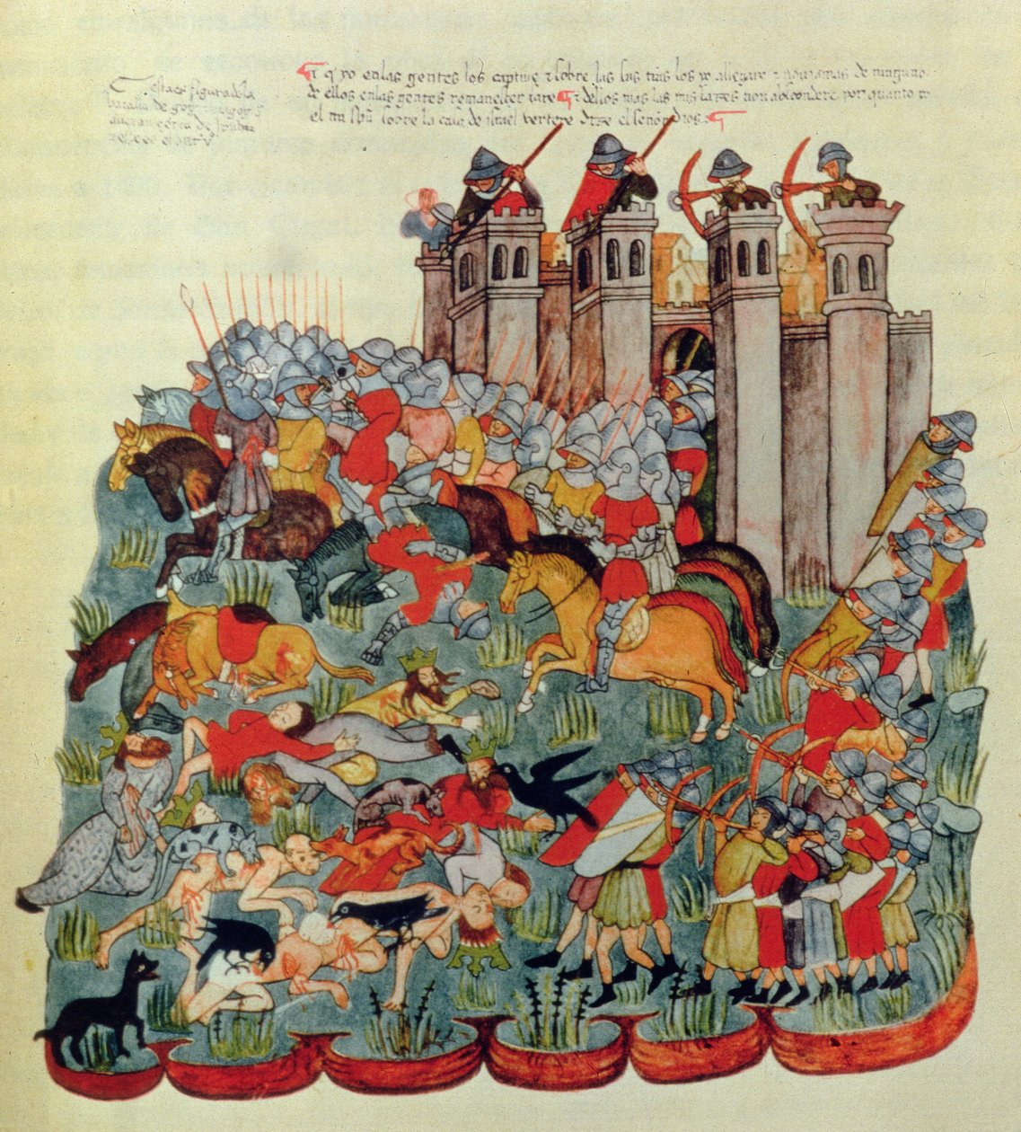 Kampscene, fra Biblia de la Casa de Alba af Spanish School
