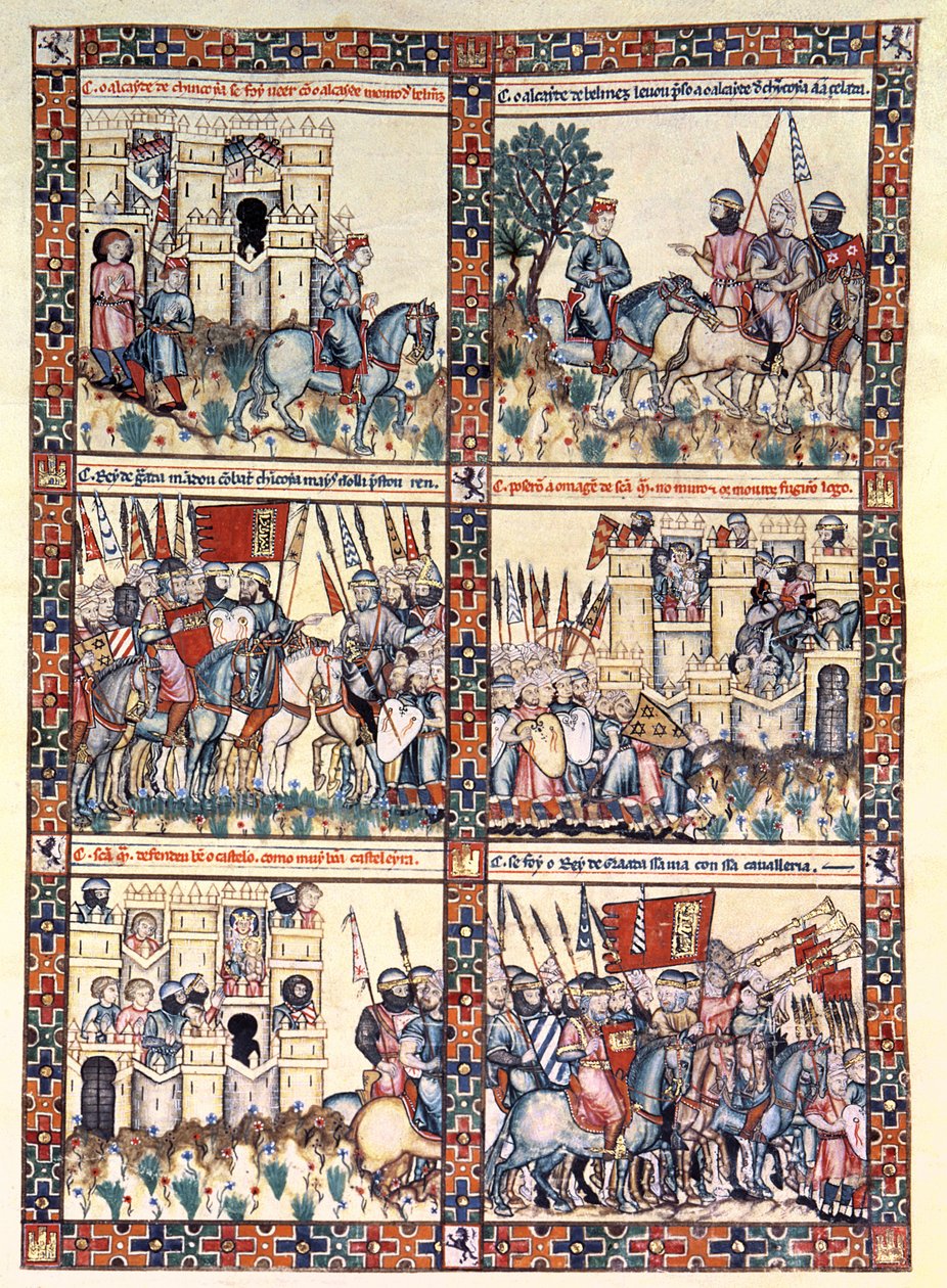 Cantiga 187, en af 420 musikalske kompositioner, der fortæller om Jomfruens mirakler, skrevet på galicisk for Alfonso X 