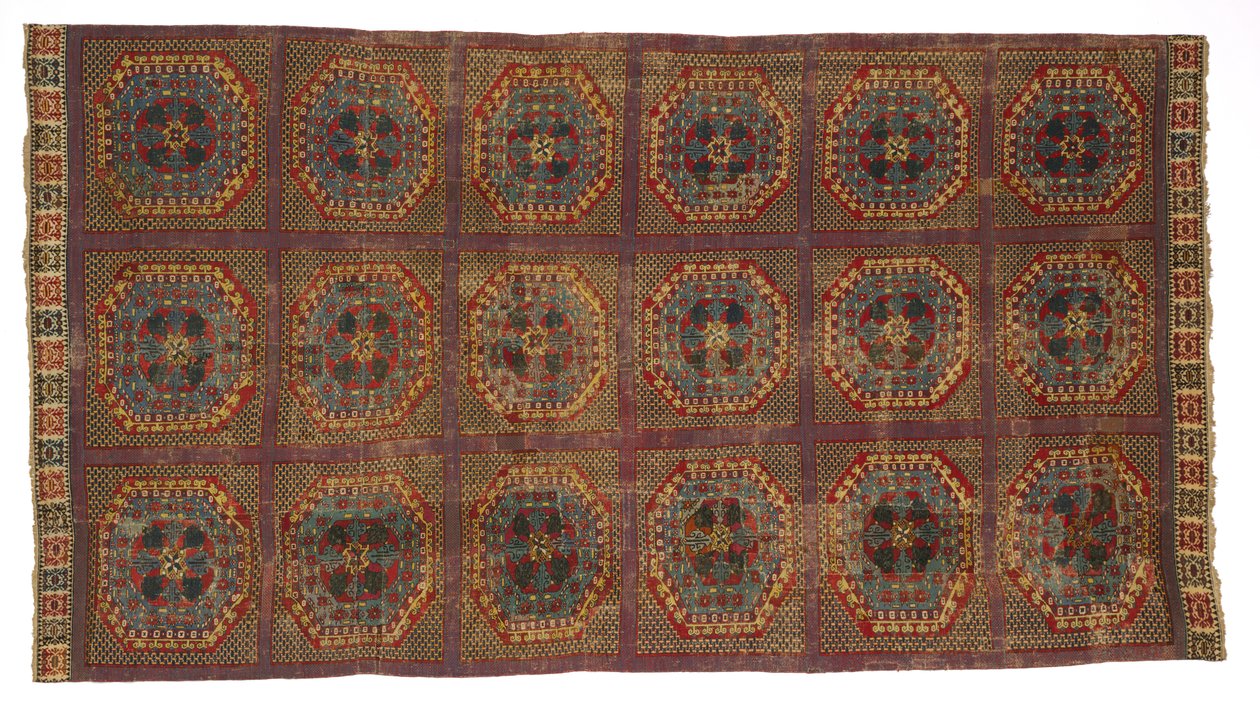 Tæppe med tyrkisk mønster, ca. 1450-1500 (uld) af Spanish School