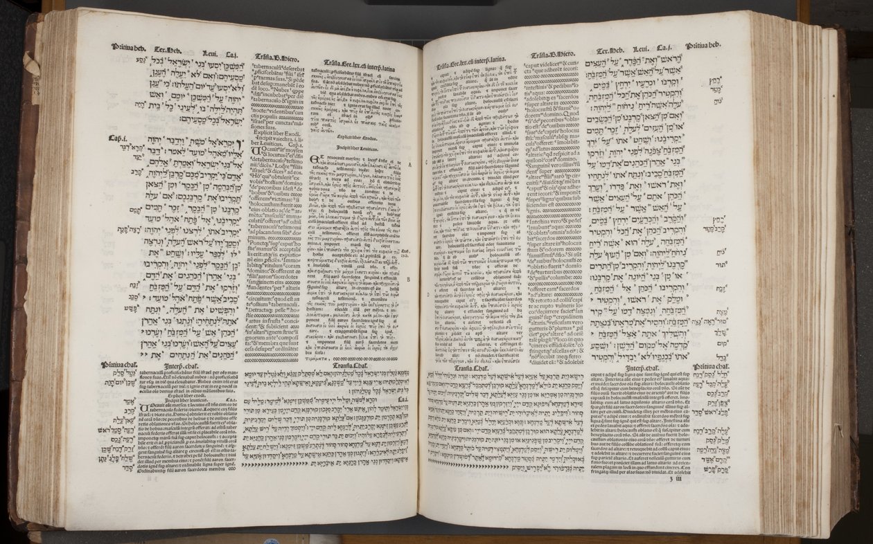 Complutensian Polyglot Bible, trykt af Arnao Guillen de Brocar (gravering) af Spanish School
