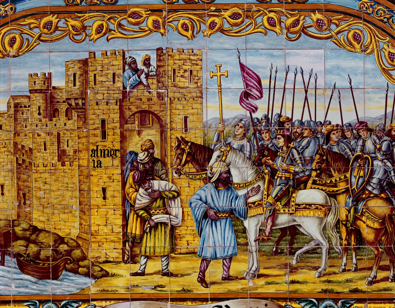 Erobring af Almeria af de katolske konger i 1488 (keramik) (detalje af 400253) af Spanish School
