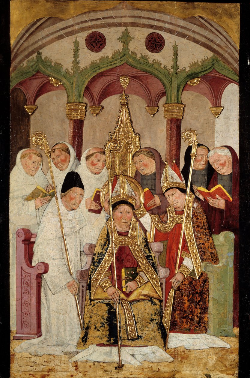 Indvielse af et festmaleri på træ fra den spanske skole. Bayonne fra det 15. århundrede, Bonnat Museum af Spanish School