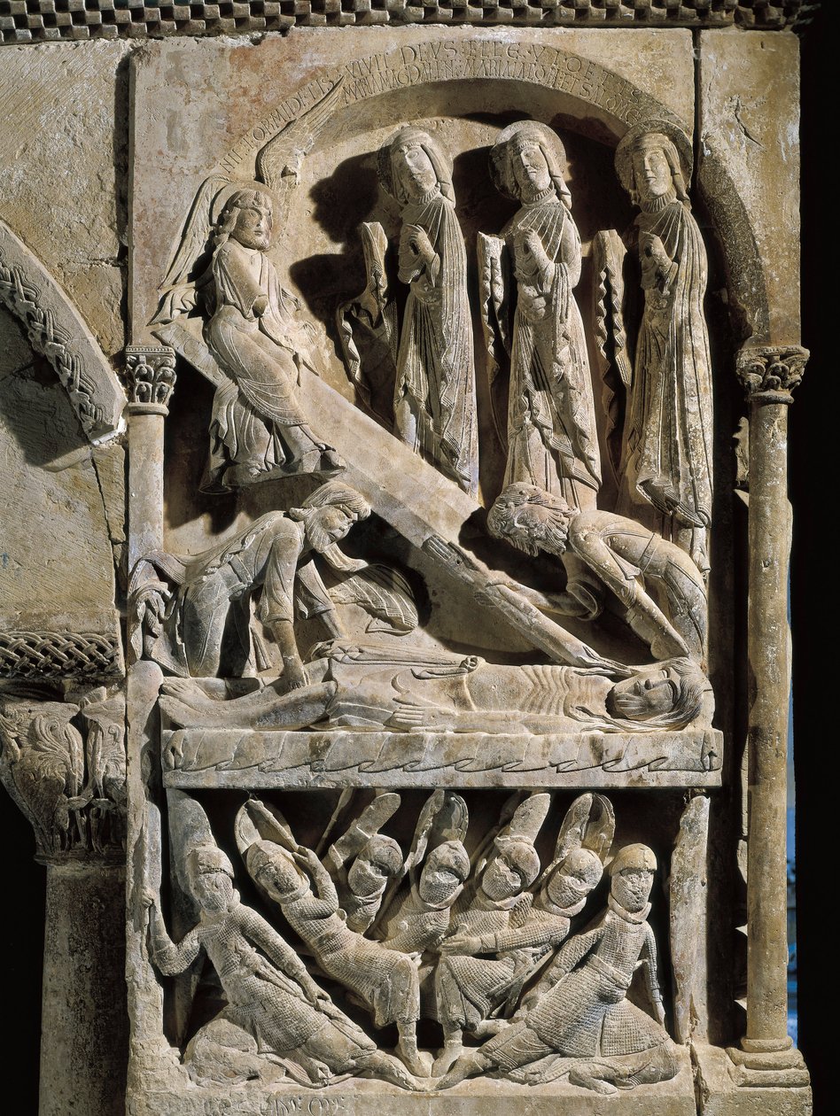 Kristi afsættelse. Skulptur lavet af mesteren af Saint Dominic de Silos (1100-tallet). Relief på sten af Spanish School