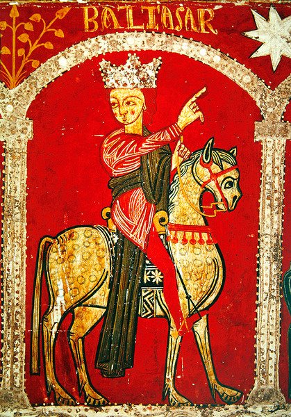 Detalje af et alter frontal forestillende Balthasar (tempera på panel) af Spanish School