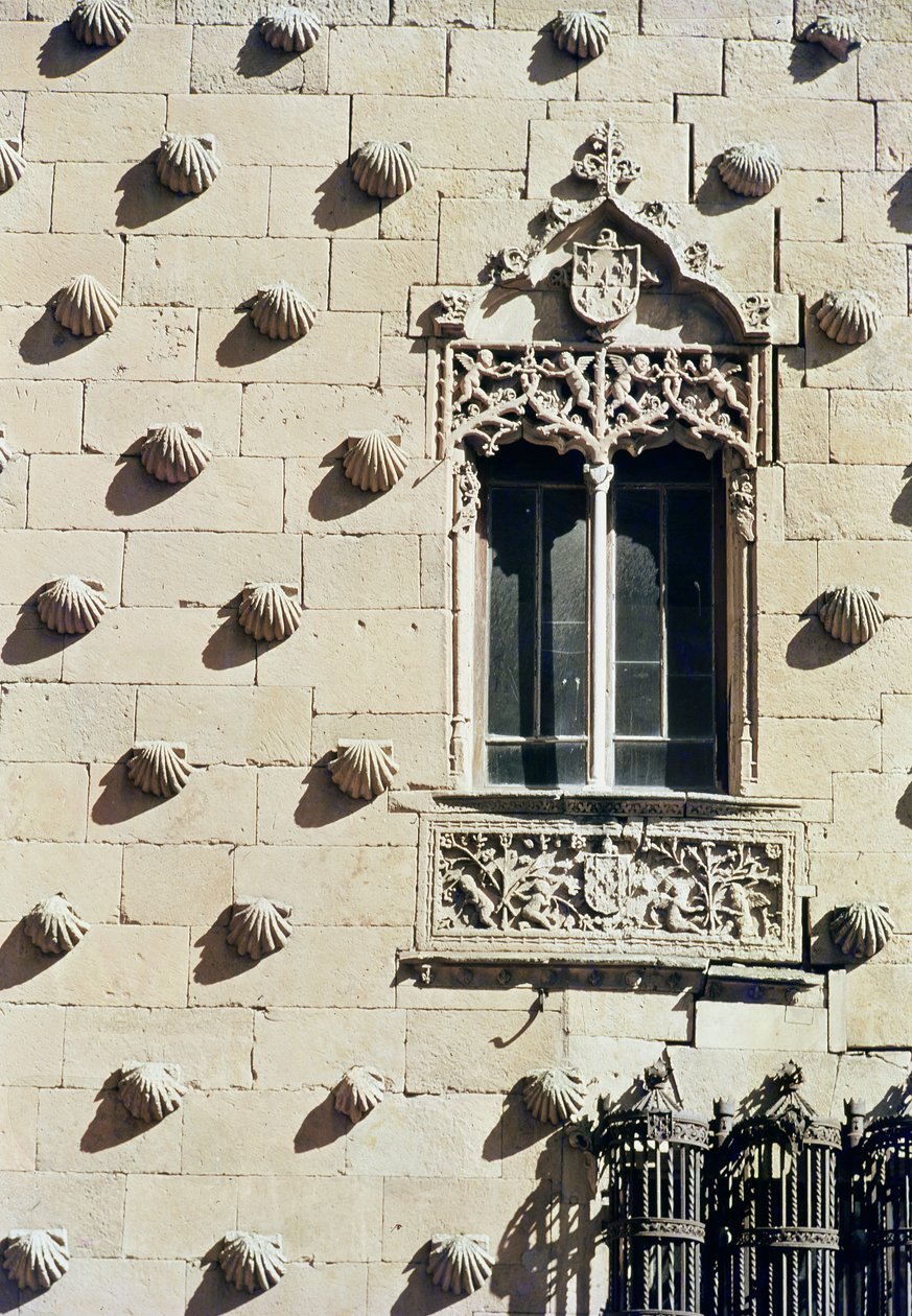 Detalje af det ydre af Casa de la Conchas (foto) af Spanish School