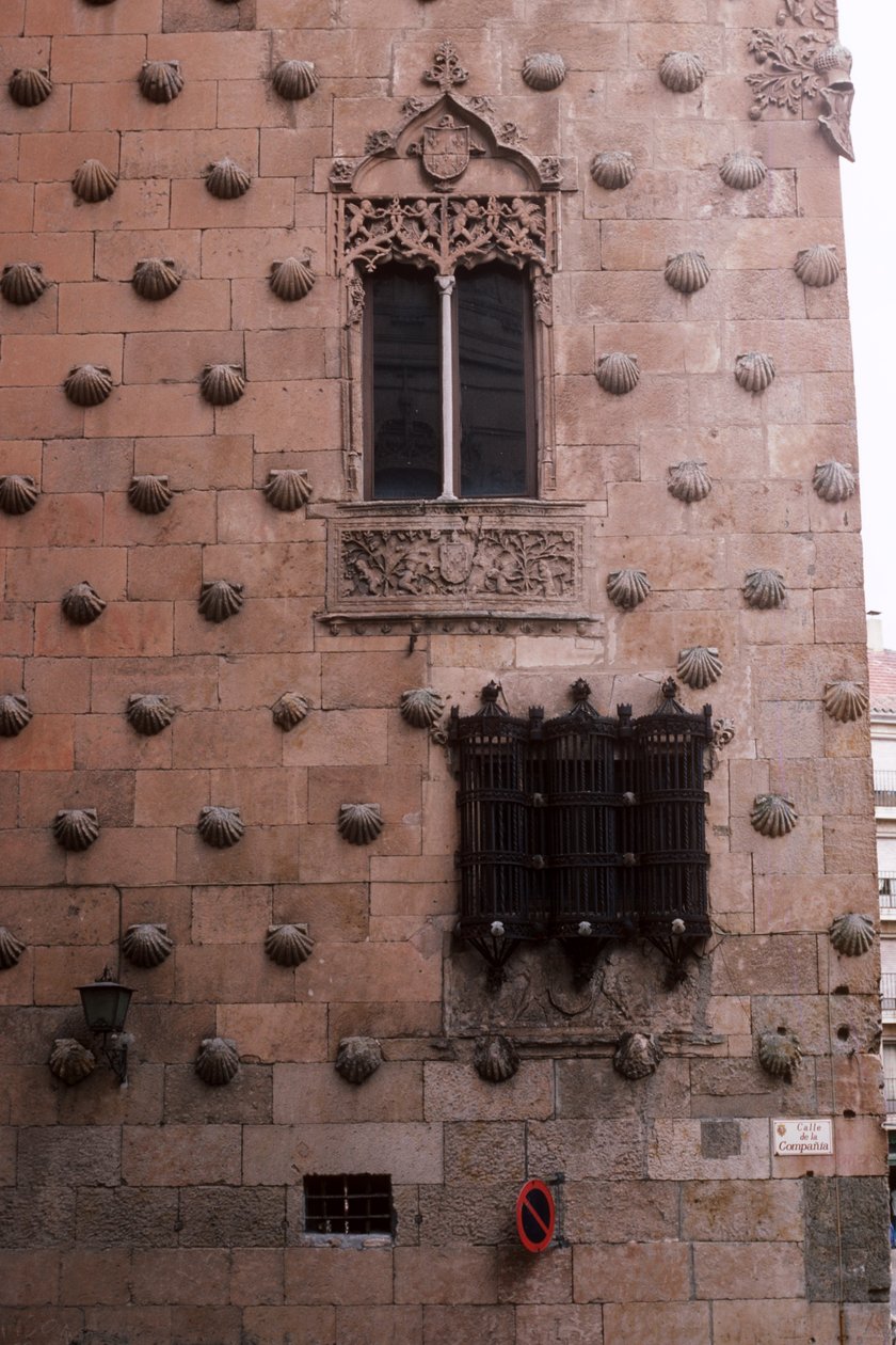 Detalje af det ydre af Casa de las Conchas (foto) af Spanish School