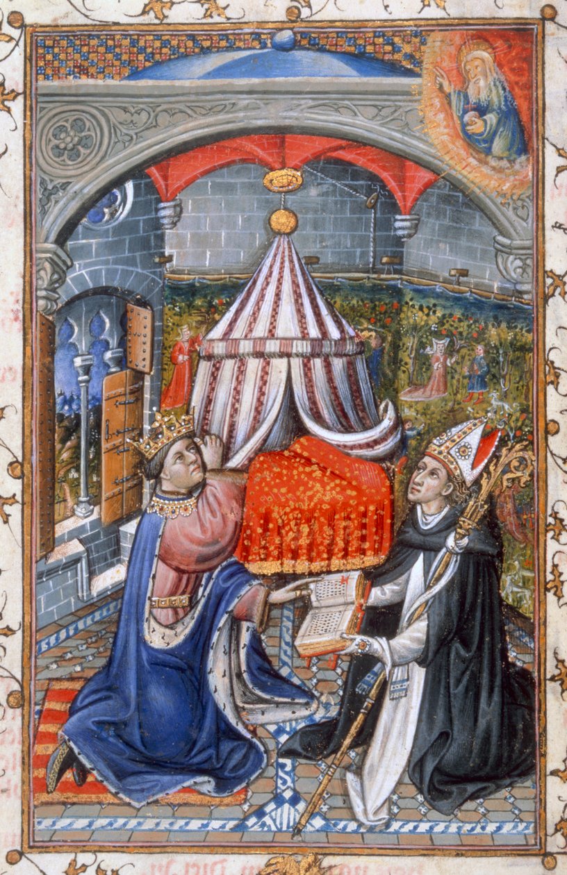 Andagt for morgen og aften, fra Alfonso V af Aragons bønbog, 1442 (tempera på vellum) af Spanish School