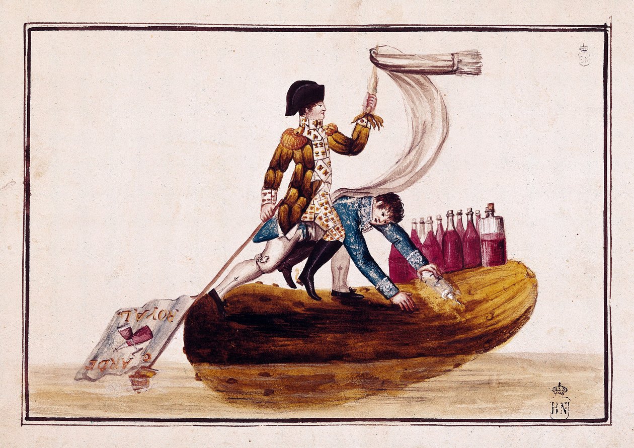 Udvisning af Joseph Bonaparte (1768-1844) (på en pickle) efter Vitorias nederlag i Spanien af Spanish School