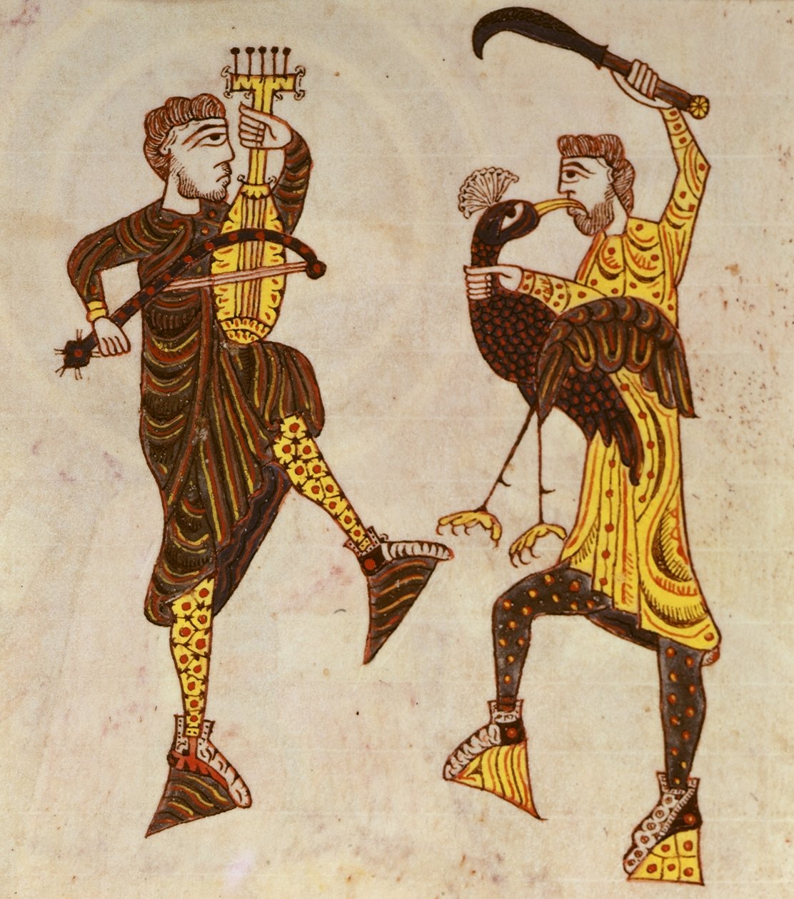 F.86 Two Men Dancing, fra Beatus Apocalypse fra Santo Domingo de Silos af Spanish School