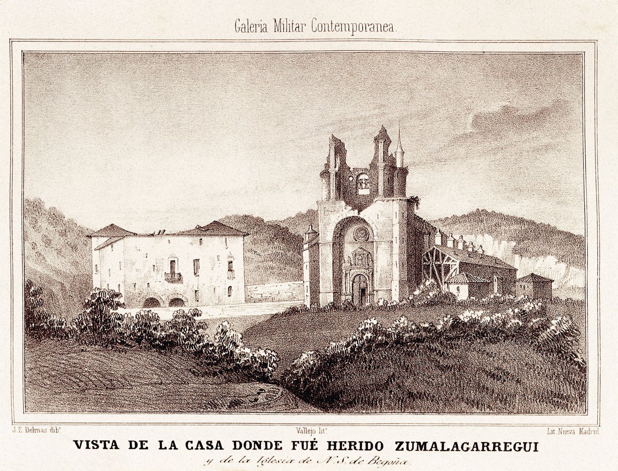 Første Carlist-krig (1833-1840): Huset eller Carlist-general Tomas Zumalacarregui (1788-1835) blev såret efter belejringen af Bilbao af Spanish School