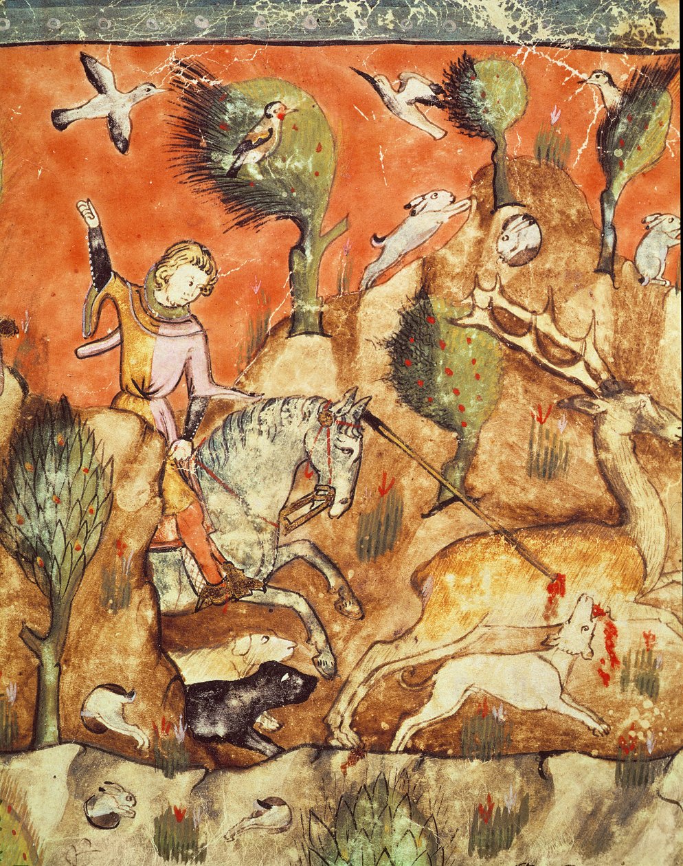 Fol.178v En jæger, der jager et rådyr, fra Codex Benito Santa Mora af Spanish School