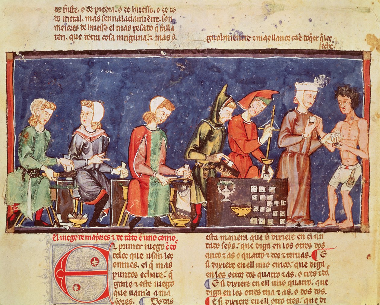 Fol.65v Terningmagere, fra bogen om spil, skak, terninger og brædder, 1282 af Spanish School