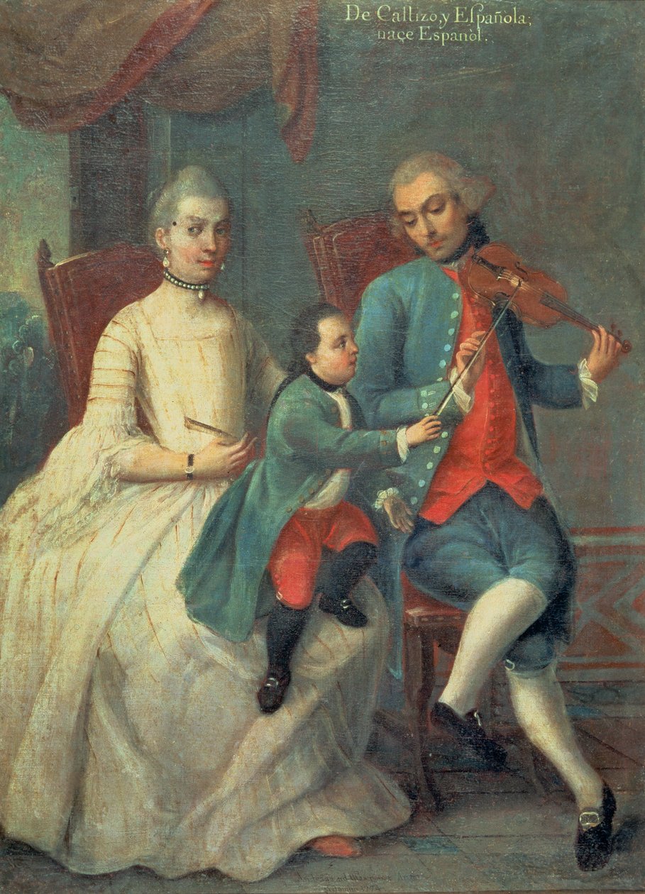 Fra The Purebred Gentleman and his Spanish Wife Springs the Young Spaind (olie på lærred) af Spanish School
