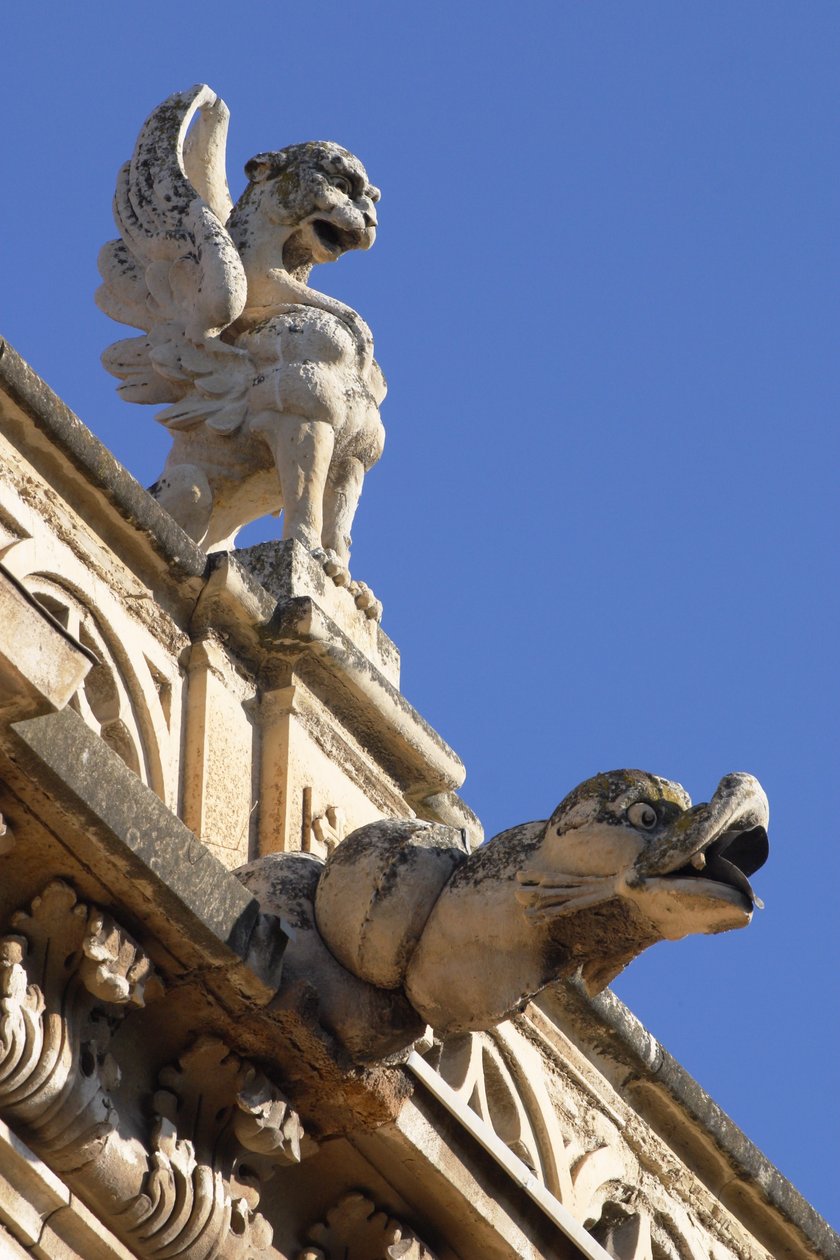 Gargoyle og acroteria, detaljer fra ydersiden af Spanish School