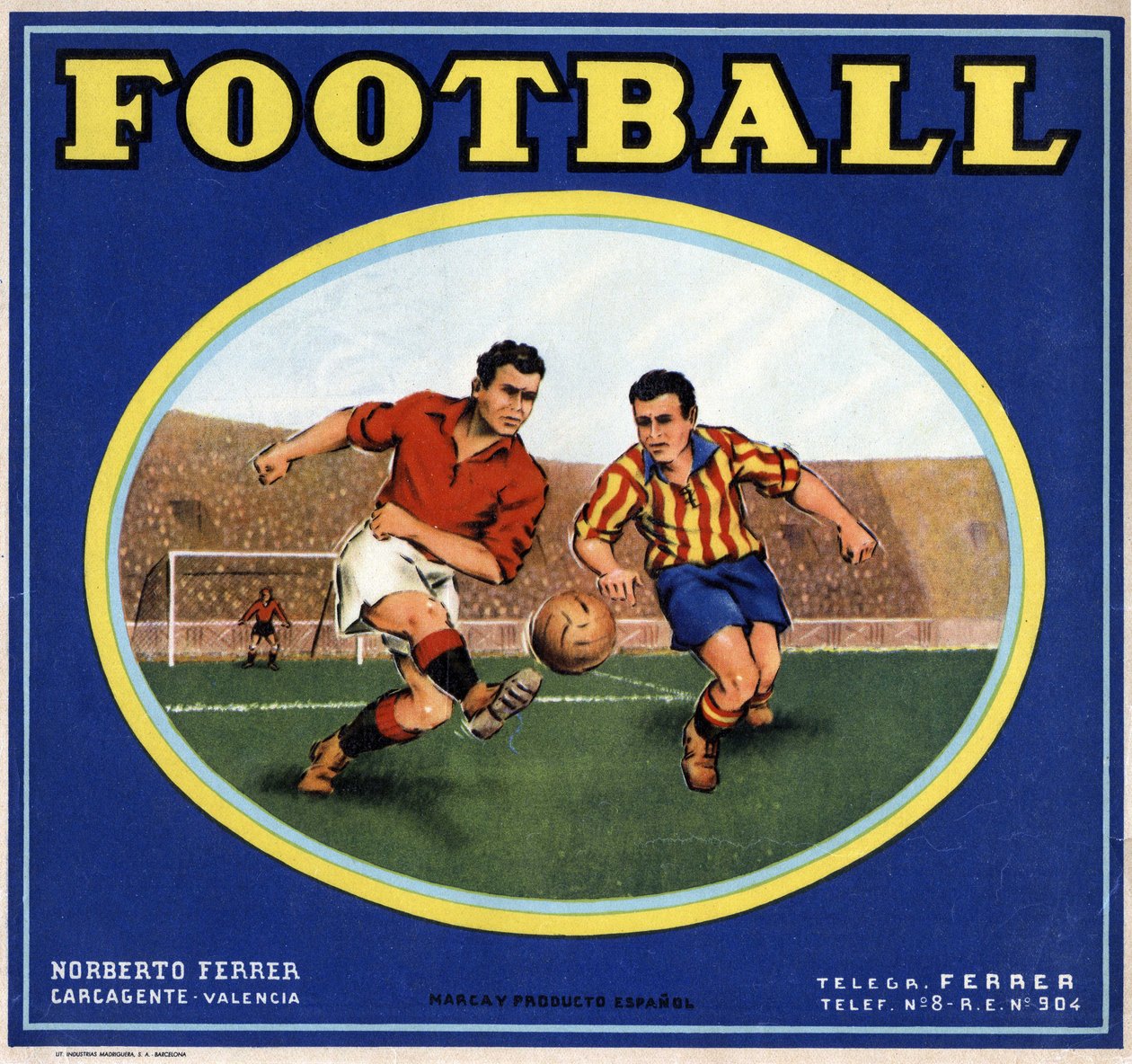 Billede af to spanske fodboldspillere. Reklameplakat, Valencia af Spanish School