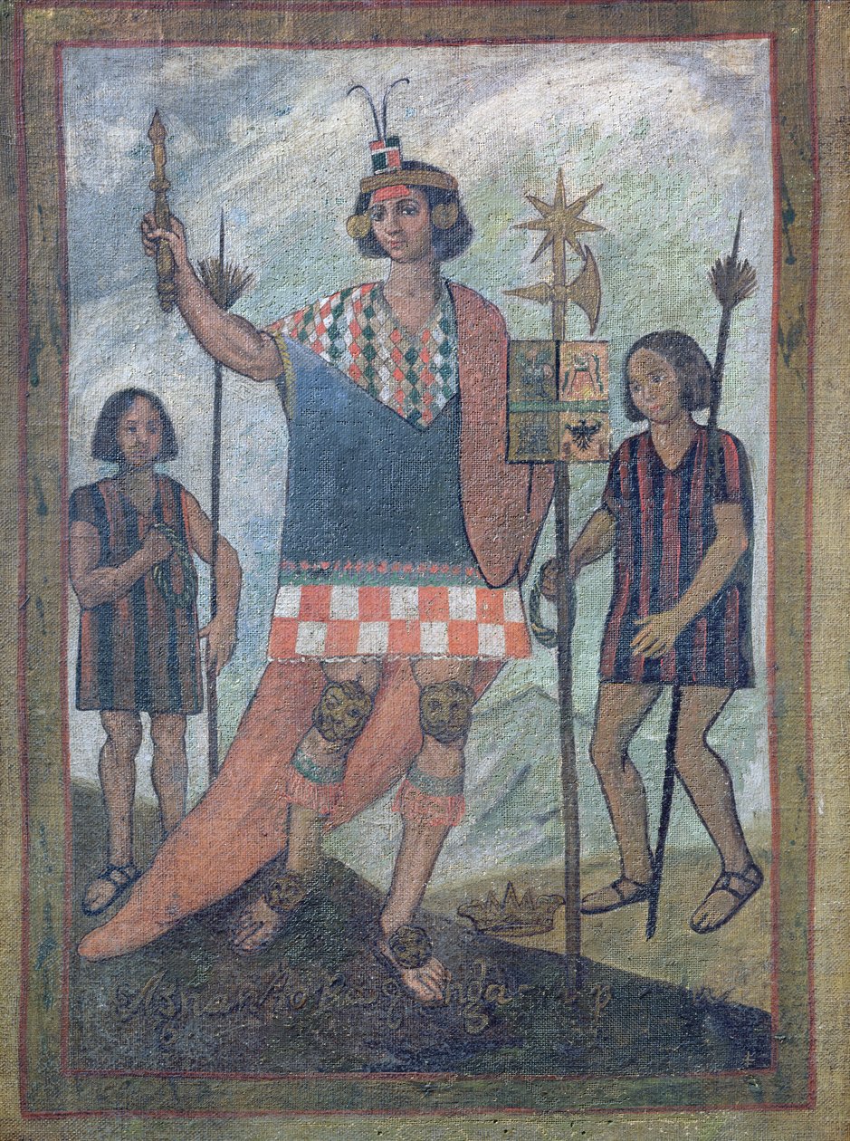 Indbyggere i den nye verden mødte af Christopher Columbus på sin første rejse i 1492 af Spanish School