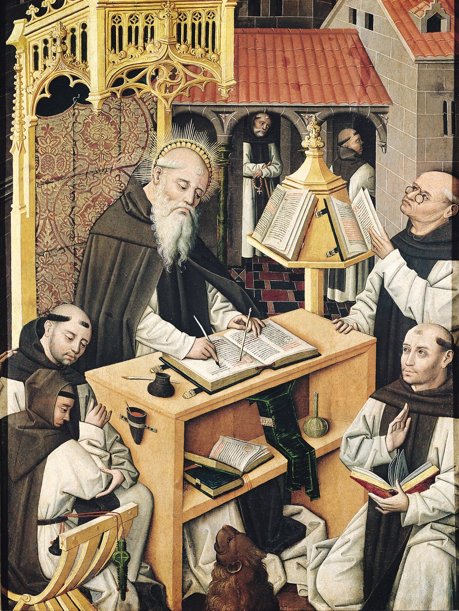 Interiør af et Scriptorium, School of Segovia af Spanish School