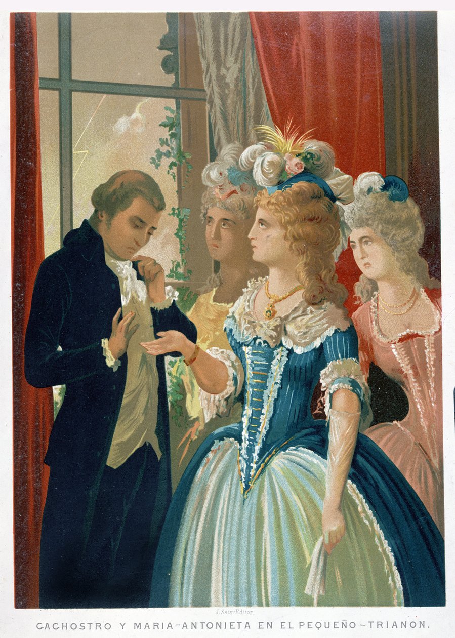 Interview af Marie-Antoinette og Cagliostro ved Petit Trianon af Spanish School