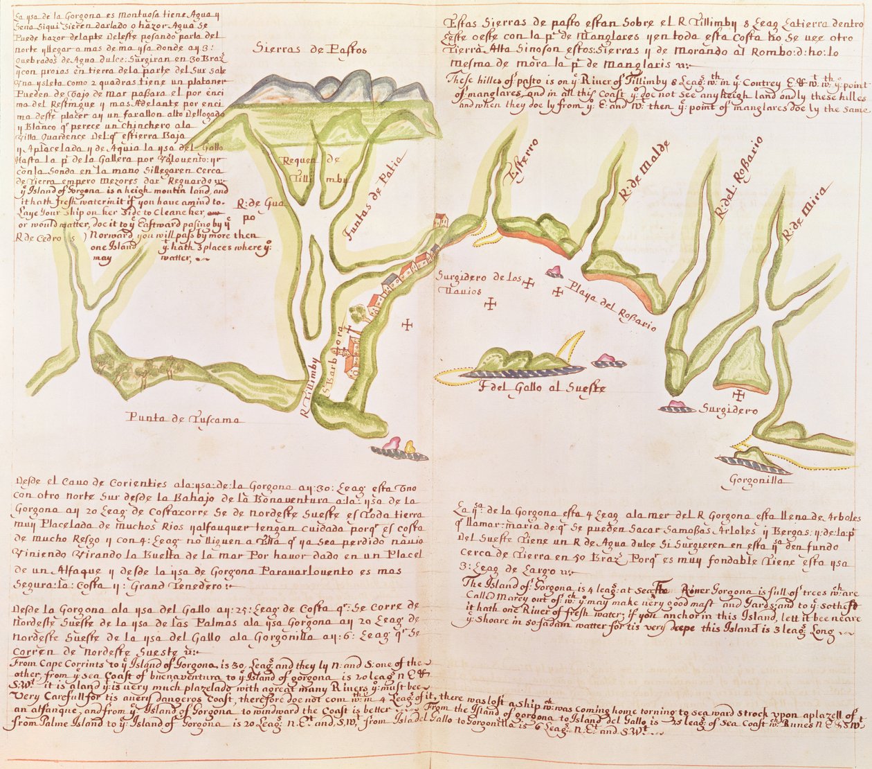 Øen Gallo, Ecuador, ca. 1530-41 (vellum) af Spanish School