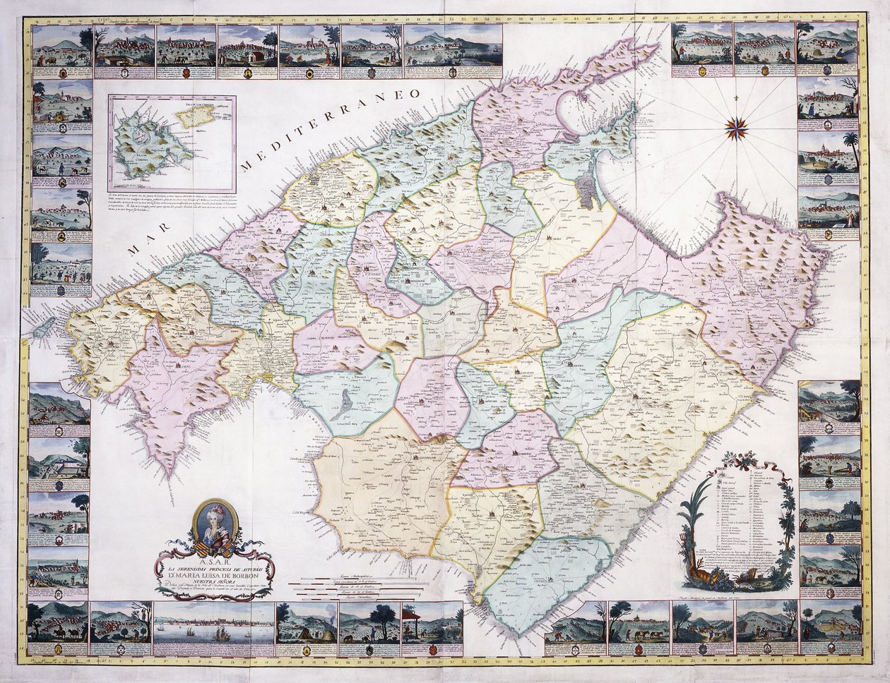 Kort over øen Mallorca, 1785 af Spanish School