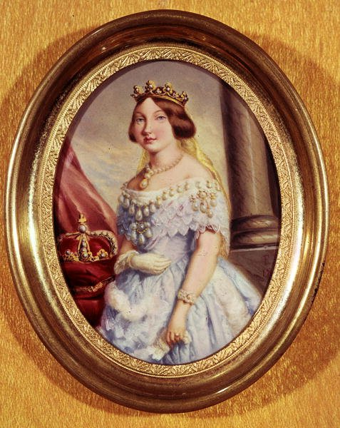 Miniatureportræt af dronning Isabella II (1830-1904) af Spanish School