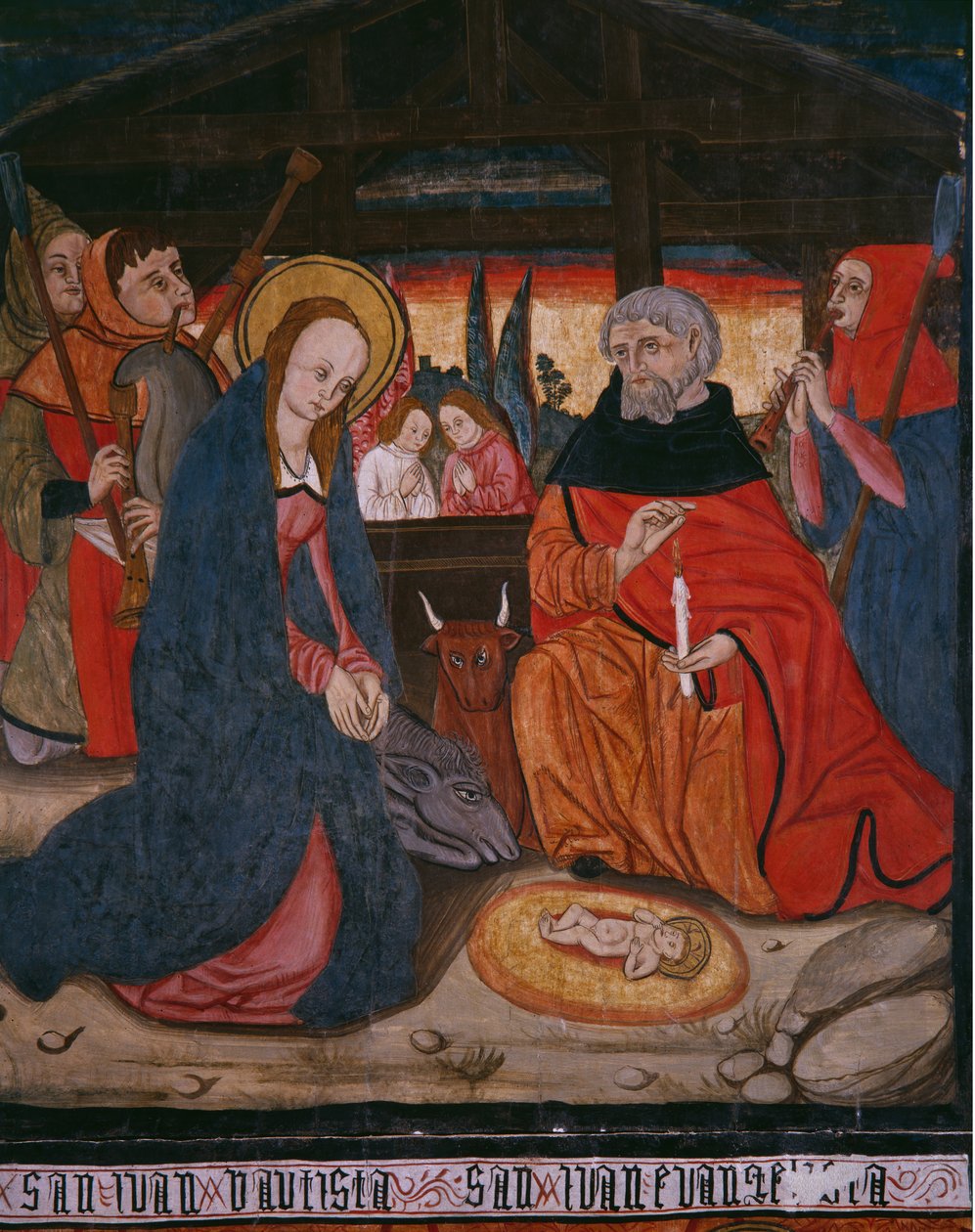 Fødselskirken, panel fra kirken San Andres of Tortura, slutningen af det 15. århundrede-begyndelsen af det 16. århundrede (malet træ) af Spanish School