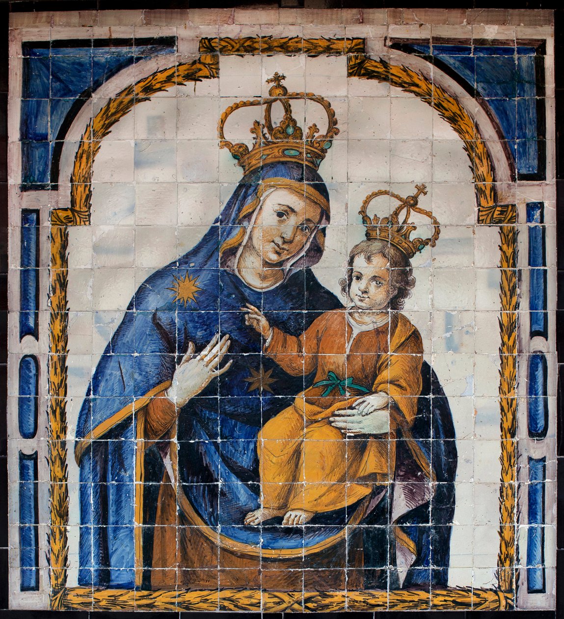 Our Lady of the People - Azulejos (fajance) omkring 1670, af en anonym sevillan, fra folkets kloster i Sevilla (Spanien) - Museum of Fine Arts of Sevilla, Spanien af Spanish School