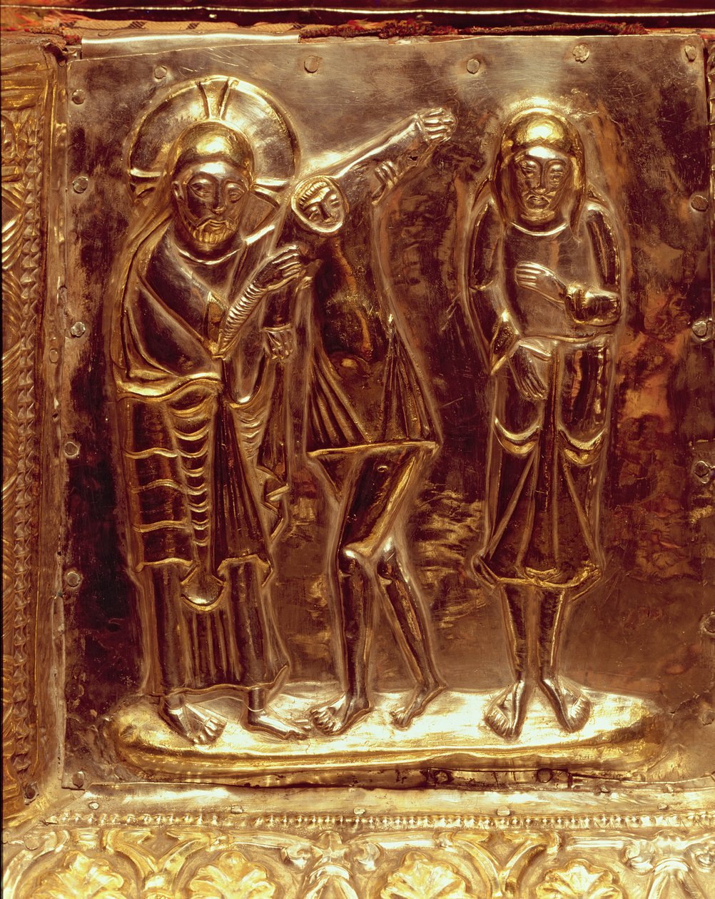 Panel fra et relikvieskrin indeholdende resterne af St Isidore (guld) af Spanish School