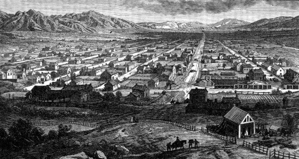 Panoramaudsigt over Salt Lake City, Utah, fra 