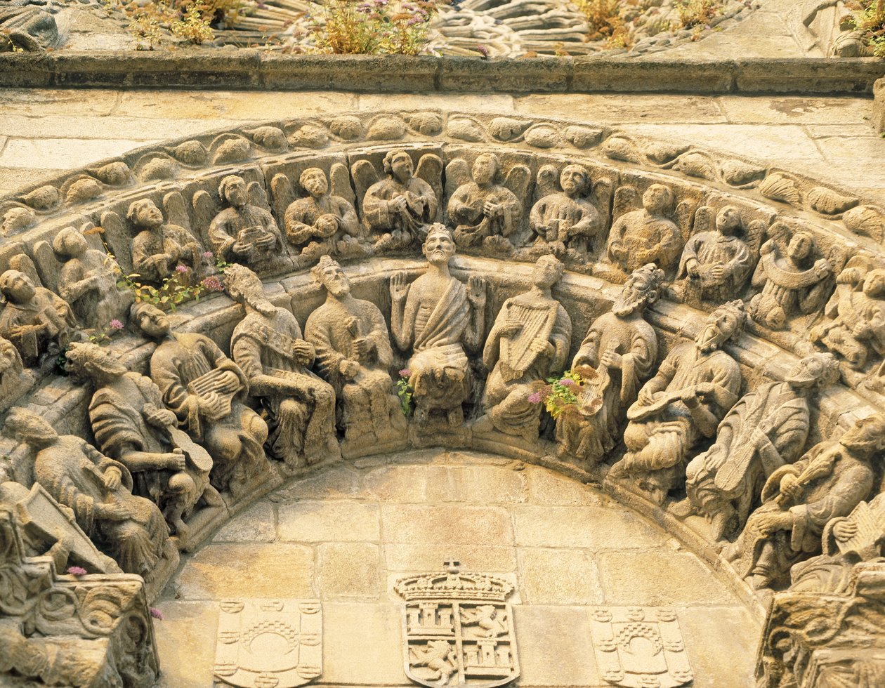 Portal tympanon i San Martin kirken, Noia (detaljer) af Spanish School