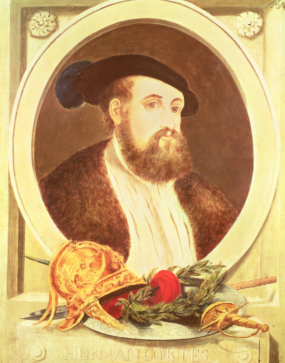 Portræt af Hernan Cortes (1485-1547) af Spanish School