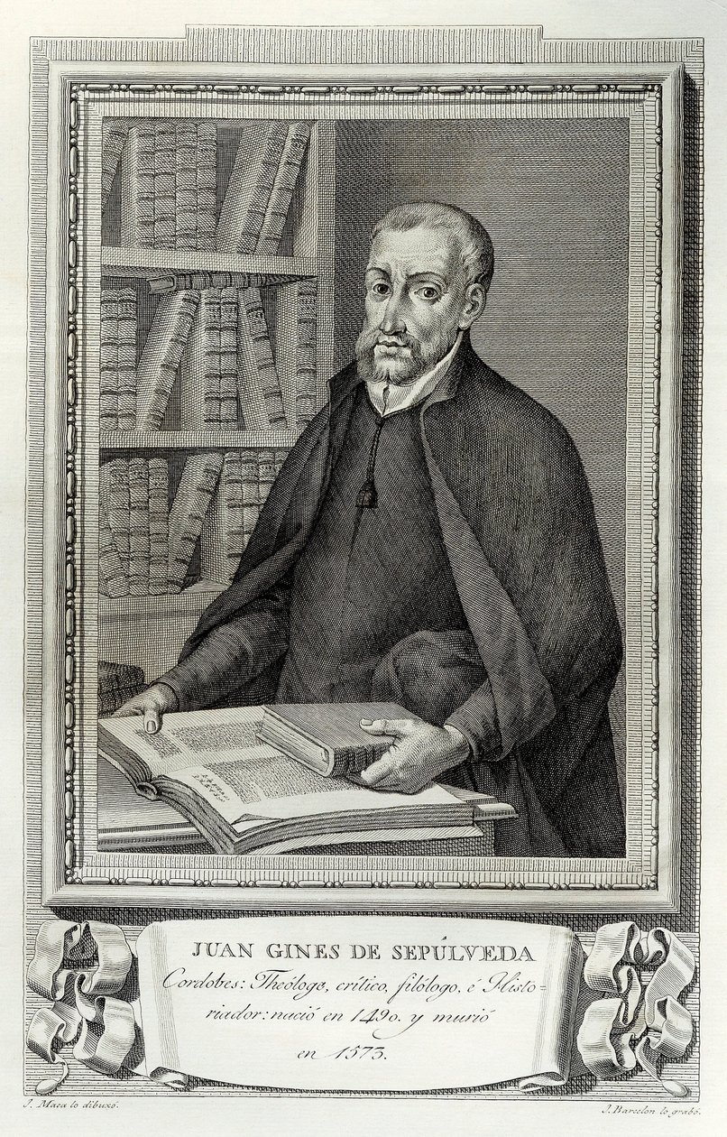 Portræt af den spanske humanist og religiøse Juan Gines de Sepulveda (1490-1573) af Spanish School