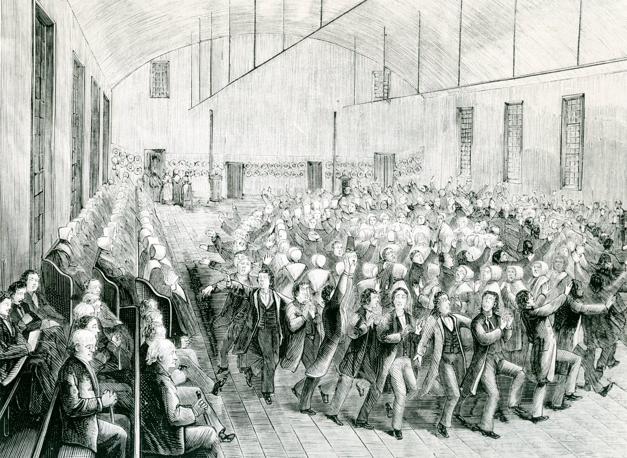 Shaker møde i New Lebanon, New York, 1873 af Spanish School